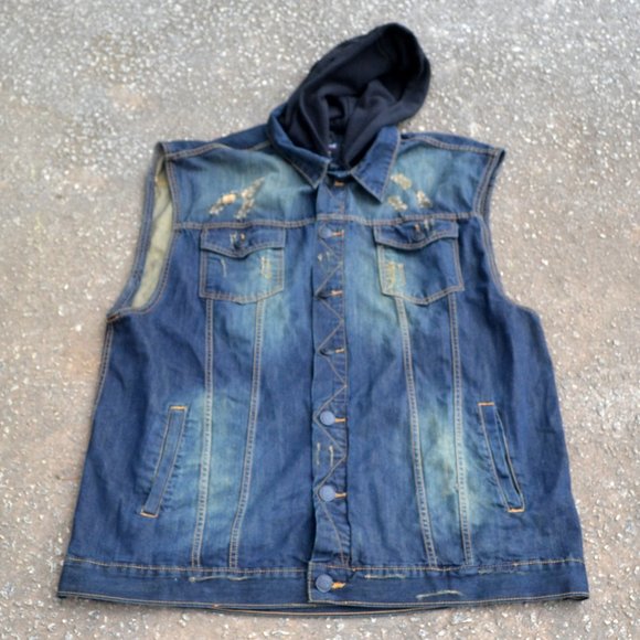 I LINK Other - i-LINK Vest Jacket Men's Distressed Denim Size 4XL